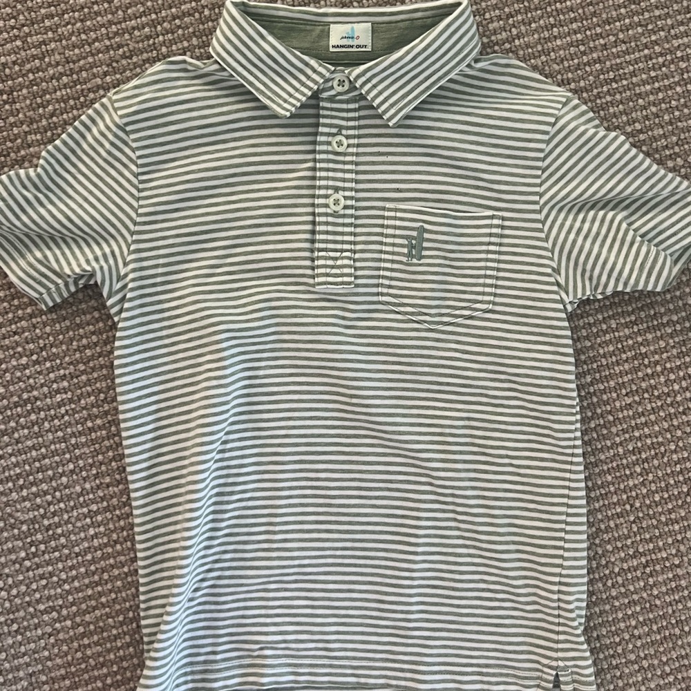 BOYS JOHNNIE-O Green Striped Polo